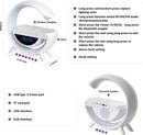 Smart G-Shaped LED Lamp with 15W Wireless Charger, Bluetooth Speaker, Digital Alarm Clock & RGB Night Light | Multifunction Bedside Table Lamp for Bedroom, Office & Study