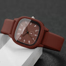 Fashion Arabic Dial Women Quartz Watch Heart Bracelet Set Square Silicone Strap Wristwatches