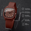 Fashion Arabic Dial Women Quartz Watch Heart Bracelet Set Square Silicone Strap Wristwatches