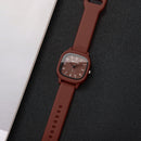 Fashion Arabic Dial Women Quartz Watch Heart Bracelet Set Square Silicone Strap Wristwatches