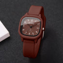 Fashion Arabic Dial Women Quartz Watch Heart Bracelet Set Square Silicone Strap Wristwatches