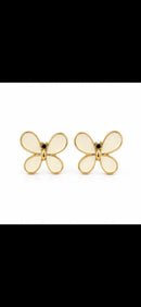 🌟Butterfly Enamel Stud Earrings – Ivory Wings with Gold-Tone Finish