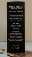 ✨Miss Rose Professional Purely Natural Liquid Foundation – Full Coverage Soft Matte Finish Makeup Base (30ml)