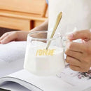 ✨Luxury Golden Crown Glass Mug with Handle & Stainless Steel Spoon – Elegant Tea & Coffee Cup for Home and Office